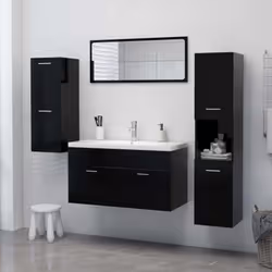 vidaXL Bathroom Cabinet Black Engineered Wood Bathroom Cupboard Wall Cabinet - Additional view 9
