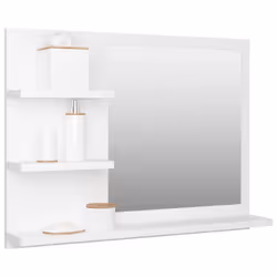 vidaXL Bathroom Mirror White Engineered Wood Washroom Wall Mirror Furniture