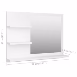 vidaXL Bathroom Mirror White Engineered Wood Washroom Wall Mirror Furniture - Additional view 7