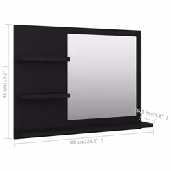 vidaXL Bathroom Mirror Black Engineered Wood Washroom Wall Mirror Furniture - Additional view 7