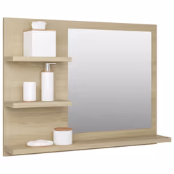 vidaXL Bathroom Mirror Sonoma Oak Engineered Wood Washroom Mirror Furniture