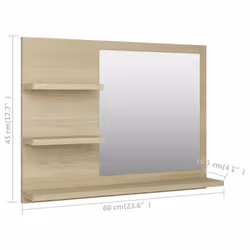 vidaXL Bathroom Mirror Sonoma Oak Engineered Wood Washroom Mirror Furniture - Additional view 7
