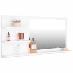 vidaXL Bathroom Mirror White Engineered Wood Washroom Wall Mirror Furniture