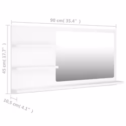 vidaXL Bathroom Mirror White Engineered Wood Washroom Wall Mirror Furniture - Additional view 7