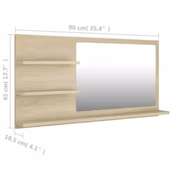 vidaXL Bathroom Mirror Sonoma Oak Engineered Wood Washroom Mirror Furniture - Additional view 4
