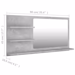 vidaXL Bathroom Mirror Concrete Grey Engineered Wood Washroom Mirror Furniture - Additional view 4