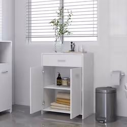 vidaXL Bathroom Cabinet White Engineered Wood Washroom Wall Mirror Furniture