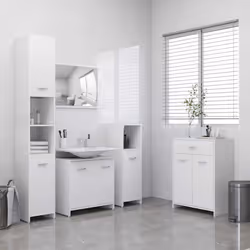vidaXL Bathroom Cabinet White Engineered Wood Washroom Wall Mirror Furniture - Additional view 8