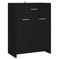 vidaXL Bathroom Cabinet Black Engineered Wood Washroom Wall Mirror Furniture