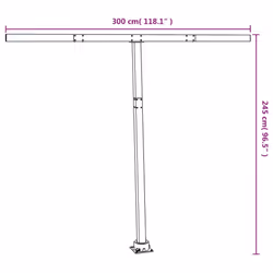vidaXL Awning Post Set Garden Balcony Patio Metal Awning Support Post Iron - white, 300 x 245 cm