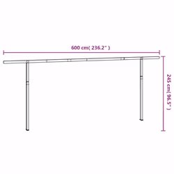 vidaXL Awning Post Set Adjustable Tent Poles Outdoor Tarp Pole Anthracite Iron - white, 600 x 245 cm