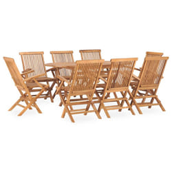 vidaXL Solid Teak Wood Folding Outdoor Dining Set 9 Piece Outdoor Furniture
