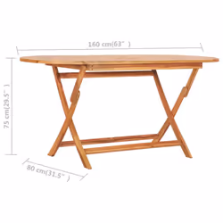vidaXL Solid Teak Wood Folding Outdoor Dining Set 9 Piece Outdoor Furniture