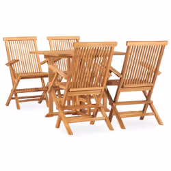 vidaXL Solid Teak Wood Folding Outdoor Dining Set 5 Piece Outdoor Furniture