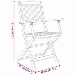 vidaXL Solid Acacia Wood Folding Garden Dining Set 9 Piece Chairs and Table - Additional view 3