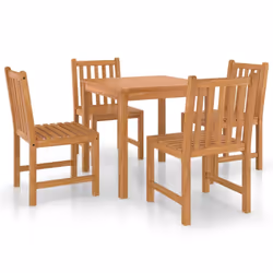 vidaXL Solid Teak Wood Garden Dining Set 5 Piece Outdoor Table and Chairs
