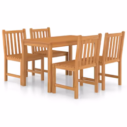 vidaXL Solid Teak Wood Garden Dining Set Outdoor Wooden Furniture 5/7 Piece - 4 piece