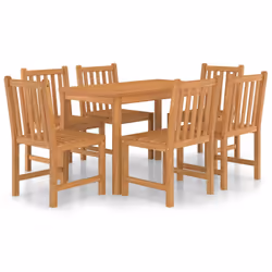 vidaXL Solid Teak Wood Garden Dining Set Outdoor Wooden Furniture 5/7 Piece - 6 piece