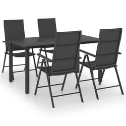 vidaXL Garden Dining Set 5 Piece Black Outdoor Furniture Table and Chairs