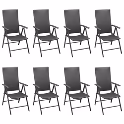 vidaXL Garden Dining Set 9 Piece Black Outdoor Table and Chairs Furniture - Additional view 5