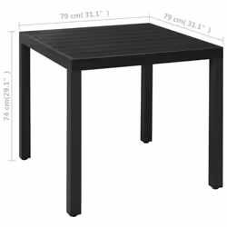 vidaXL Garden Dining Set 3 Piece Black and Brown Table and Chairs Outdoor