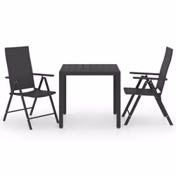 vidaXL Garden Dining Set 3 Piece Black and Brown Table and Chairs Outdoor - Additional view 4
