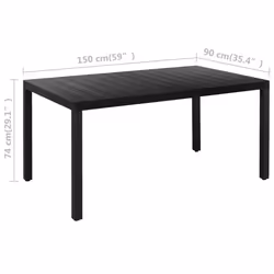 vidaXL Garden Dining Set 7 Piece Black Table and Chairs Outdoor Furniture