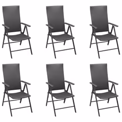 vidaXL Garden Dining Set 7 Piece Black Table and Chairs Outdoor Furniture - Additional view 4