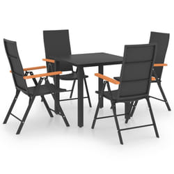 vidaXL Garden Dining Set 5 Piece Black and Brown Outdoor Table and Chairs