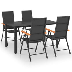 vidaXL Garden Dining Set 5 Piece Black and Brown Outdoor Chairs and Table