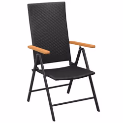 vidaXL Garden Dining Set 7 Piece Black and Brown Outdoor Chairs and Table - Additional view 5