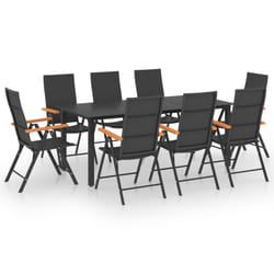 vidaXL Garden Dining Set 9 Piece Black and Brown Outdoor Table and Chairs