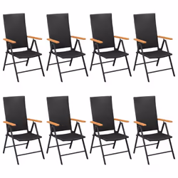 vidaXL Garden Dining Set 9 Piece Black and Brown Outdoor Table and Chairs