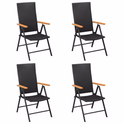 vidaXL Garden Dining Set 5 Piece Black and Brown Patio Furniture Table Chairs