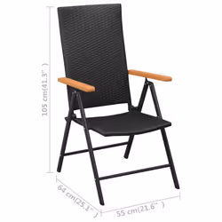 vidaXL Garden Dining Set 7 Piece Black and Brown Patio Table Chairs Furniture - Additional view 2