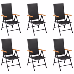 vidaXL Garden Dining Set 7 Piece Black and Brown Patio Table Chairs Furniture - Additional view 4