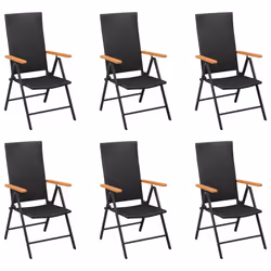 vidaXL Garden Dining Set 7 Piece Black and Brown Patio Furniture Table Chairs - Additional view 3