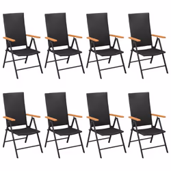 vidaXL Garden Dining Set 9 Piece Black and Brown Outdoor Chairs and Table