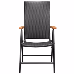 vidaXL Garden Dining Set 3 Piece Black and Brown Patio Table Chairs Furniture