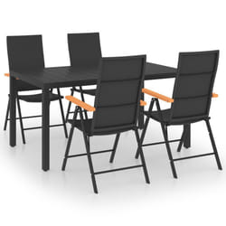 vidaXL Garden Dining Set 5 Piece Black and Brown Chairs and Table Furniture