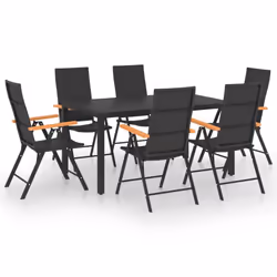 vidaXL Garden Dining Set 7 Piece Black and Brown Table and Chairs Furniture - Additional view 4