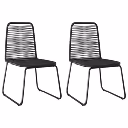 vidaXL Garden Dining Set 3 Piece PVC Rattan Black Outdoor Table and Chairs - Additional view 5