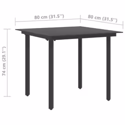 vidaXL Garden Dining Set 3 Piece PVC Rattan Black Outdoor Table and Chairs - Additional view 8