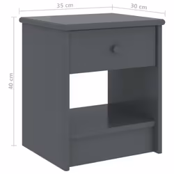 vidaXL Solid Pinewood Bedside Cabinet Dark Grey 40 cm Wooden Side End Table - Additional view 5
