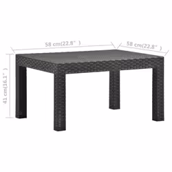 vidaXL Garden Table Anthracite PP Rattan Outdoor Coffee Tea Couch Lounge Table