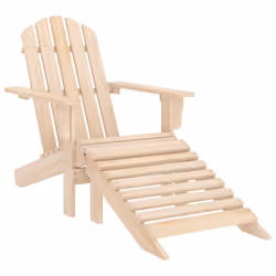 vidaXL Solid Fir Wood Garden Adirondack Chair with Ottoman Outdoor Lounge