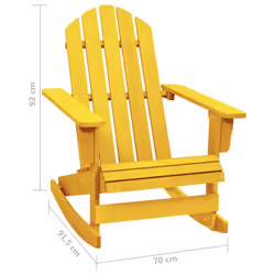 vidaXL Solid Fir Wood Garden Adirondack Rocking Chair Yellow Outdoor Seating - Additional view 5
