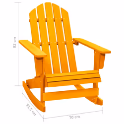 vidaXL Solid Fir Wood Garden Adirondack Rocking Chair Orange Outdoor Seating - Additional view 5