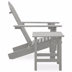 vidaXL Solid Fir Wood Garden Adirondack Chair with Table Grey Patio Seating