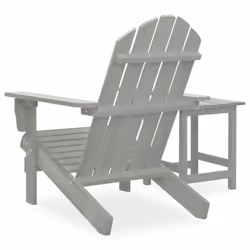 vidaXL Solid Fir Wood Garden Adirondack Chair with Table Grey Patio Seating